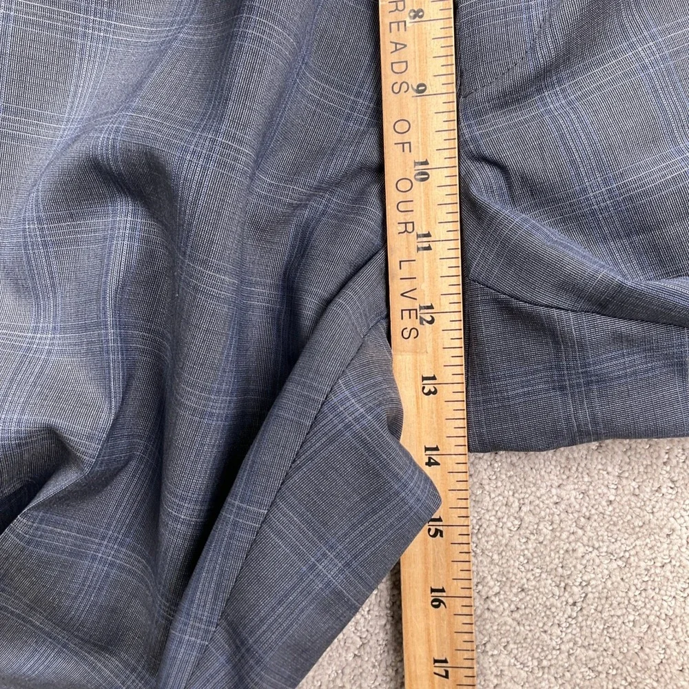Austin Reed Ticknors Suit Mens 46L 39W 35L Gray Blue Plaid Classic 2 Button Wool